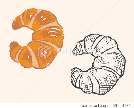 牛角包。麵包材料。一整套手寫風格和素描風格。 59214725