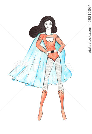 Illustration color drawing watercolor super heroes with accessories and weapons on a isolated Illustration color drawing watercolor super heroes with accessories and weapons on a isolated 59215864