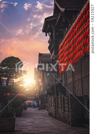 Sunset over streets in Chengdu 59215927