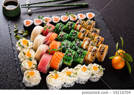 sushi set on the black background 59218704