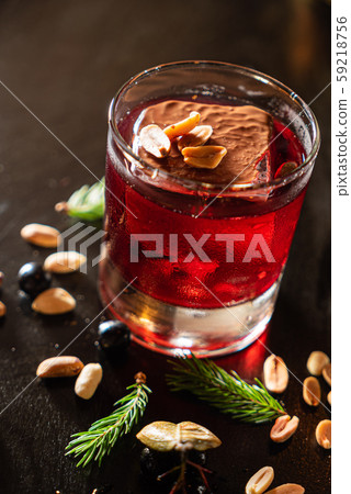 Christmas berries cocktail on the table 59218756