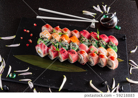 sushi on the black background sushi on the black background 59218883