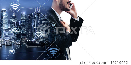 Double Exposure Image of Business Communication Double Exposure Image of Business Communication 59219992
