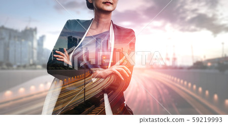 Double Exposure Image of Business Person Double Exposure Image of Business Person 59219993