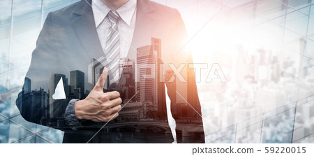 Double Exposure Image of Business Person Double Exposure Image of Business Person 59220015