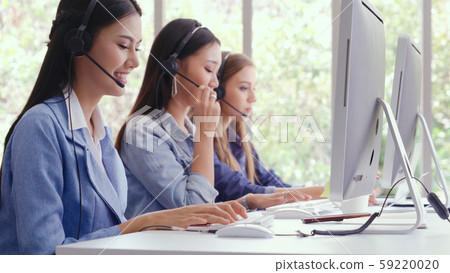 Customer support agent or call center with headset Customer support agent or call center with headset 59220020