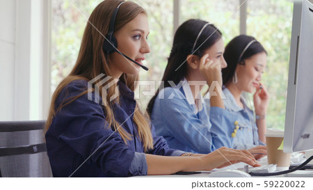 Customer support agent or call center with headset Customer support agent or call center with headset 59220022