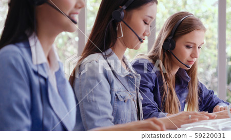 Customer support agent or call center with headset Customer support agent or call center with headset 59220031