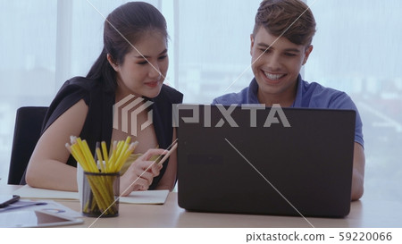 Creative business people having group conversation 59220066