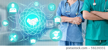 Doctor with Medical Healthcare Graphic in Hospital 59220331
