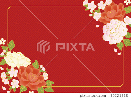Japanese pattern background of peach and peony red Japanese pattern background of peach and peony red 59221518
