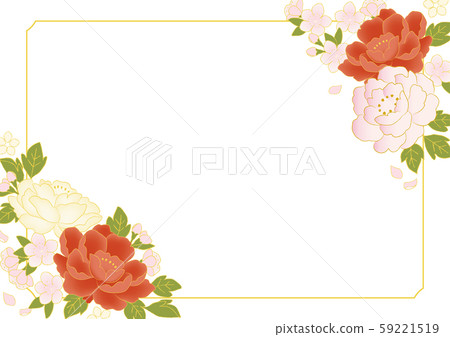 Japanese pattern background of peach and peony Japanese pattern background of peach and peony 59221519