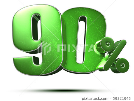 90 percent green 3d rendering on white 59221945