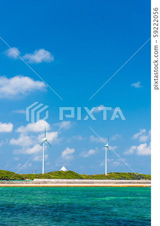 Miyakojima blue sea and windmill 59222056