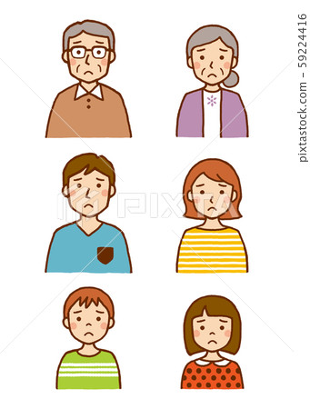 Three generation family upper body, troubled face 59224416
