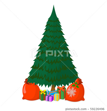 Christmas Tree with Gift Icon Concept. Xmas Tree Christmas Tree with Gift Icon Concept. Xmas Tree 59226496