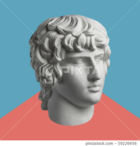 Contemporary art concept collage with antique statue head in a zine culture style. Beautiful face 59226656