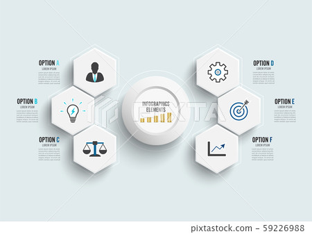 Vector infographic template with 6 options - Stock Illustration ...