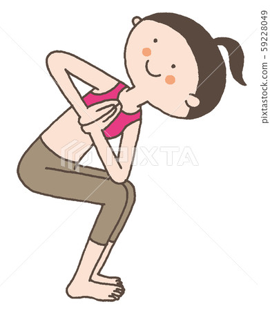 Woman doing yoga in Paribrita Utokata Asana (twisted chair pose) 59228049