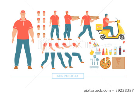 Pizza Deliveryman Character Constructor Vector Pizza Deliveryman Character Constructor Vector 59228387