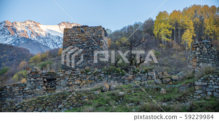 Mountain landscape and medieval architecture Mountain landscape and medieval architecture 59229984