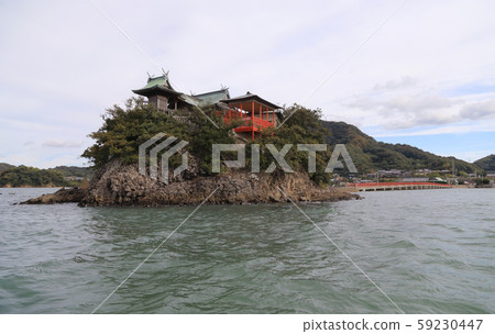 Tsushima Shrine (from the sea), a god of children in Mino-cho, Mitoyo City, Kagawa Prefecture 59230447