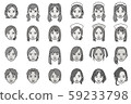 Young woman face ③ (monochrome) 59233798