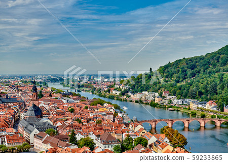 Heidelberg town on Neckar river, Germany 59233865