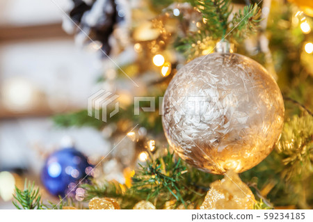 Classic Christmas New Year decorated New year tree Classic Christmas New Year decorated New year tree 59234185