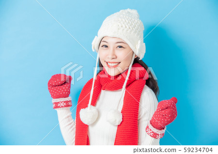 asian woman wear winter clothes asian woman wear winter clothes 59234704