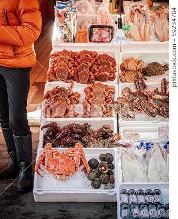 Japanese crabs seafood shop at Hakodate Asaichi 59234784