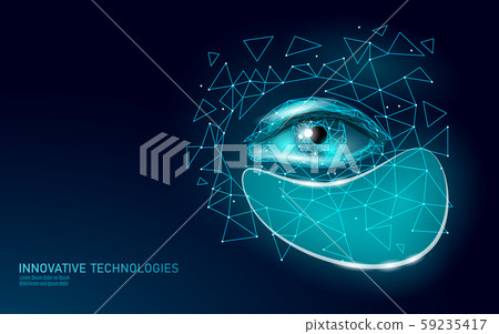 3D eye beauty patches. Low poly science cosmetics ad technology. Woman face anti-aging lifting 59235417