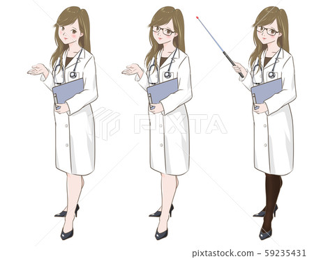 Working woman, a female doctor set in a white coat 59235431