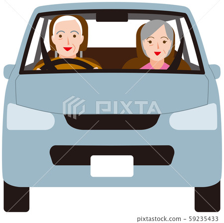 Elderly couple driving happily.Vector material. 59235433