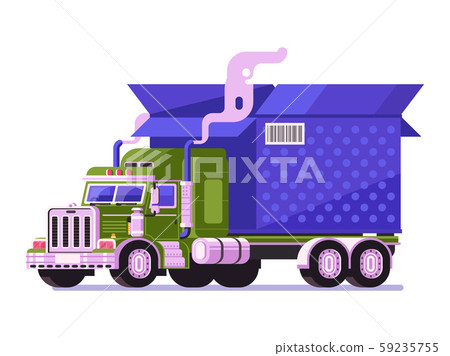Auto Shipping Deliver Truck with Parcel Icon Auto Shipping Deliver Truck with Parcel Icon 59235755