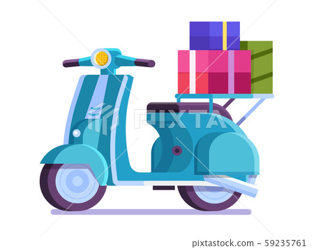 Delivery Scooter with Gifts and Parcels Icon 59235761