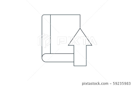 Book upload icon.Simple flat symbol. Perfect pictogram illustration on white background. Book upload icon.Simple flat symbol. Perfect pictogram illustration on white background. 59235983