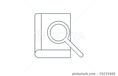 Title	 Magnifier glass and book isolated on white. Search button for web pages. Vector illustration. Flat pictogram. Book search icon. Library symbol. 59235989