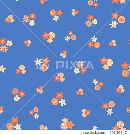 Ditsy Summer Flowers Vector Pattern Scattered Stock Illustration 59236347 Pixta