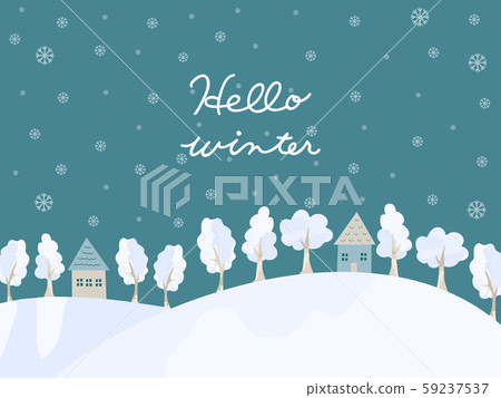 Snow mountain, snow crystal, tree, house background material Snow mountain, snow crystal, tree, house background material 59237537