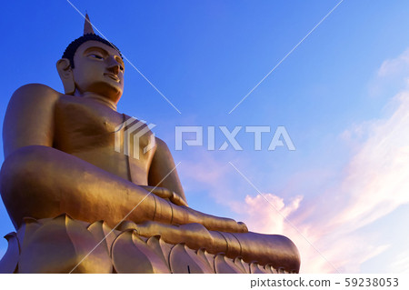 The big golden Buddha statue of Phu Salao temple The big golden Buddha statue of Phu Salao temple 59238053