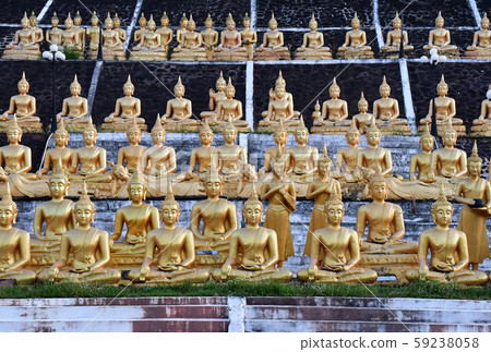 Buddha images lined up in temples Buddha images lined up in temples 59238058