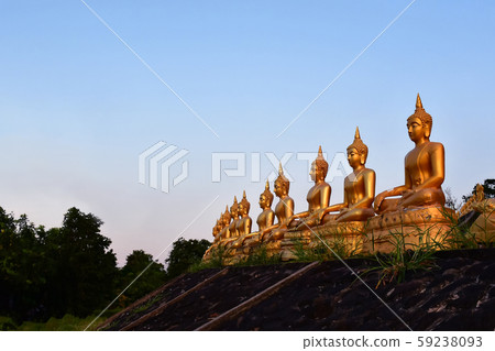 The golden Buddha statue of Phu Salao temple in The golden Buddha statue of Phu Salao temple in 59238093