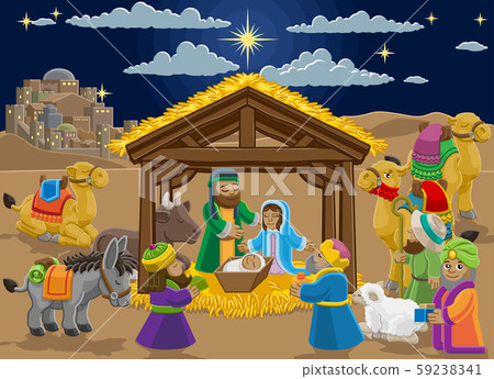 Christmas Nativity Scene Cartoon Christmas Nativity Scene Cartoon 59238341