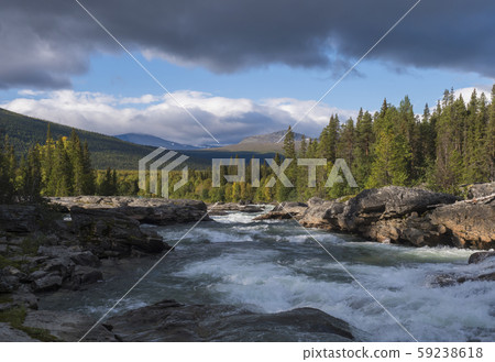 Beautiful northern landscape with wild glacier Beautiful northern landscape with wild glacier 59238618