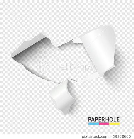 Emptyl tear edge paper hole banner on transparent background for love, kiss, heart vector concepts 59238660