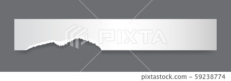 Paper strip with torn edges. Piece of ripped white paper and soft shadow for web and print. Paper strip with torn edges. Piece of ripped white paper and soft shadow for web and print. 59238774