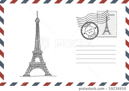 Envelope with hand drawn Eiffel Tower 59238938