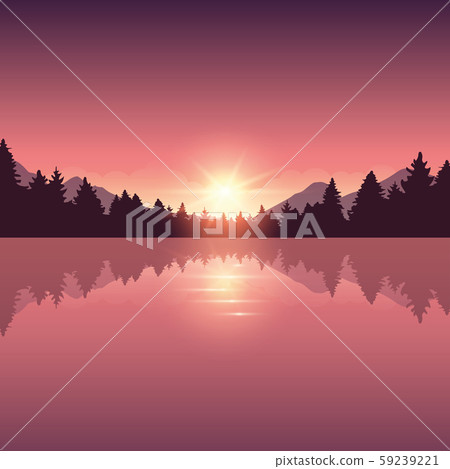 beautiful lake and pine forest nature landscape beautiful lake and pine forest nature landscape 59239221