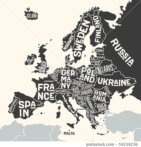 Europe, map. Poster map of the Europe with country names 59239236